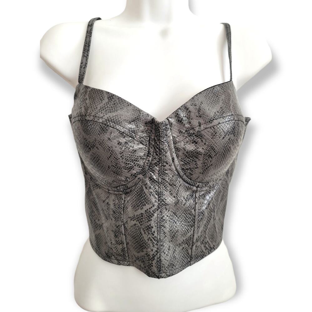 NWT Say What Snakeskin Underwire Zip Back Bustier Size LARGE